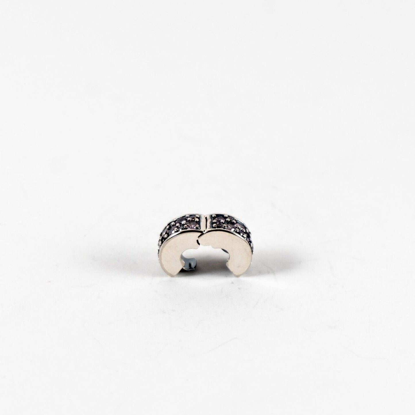 Pre-loved Kopča Ružičasti Pavé, Srebro 925