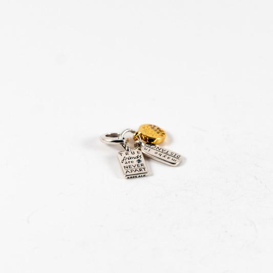 Pre-loved Trostruki Privjesak Prijateljstvo, True Friends Never Apart, Srebro 925 i 14k Pozlata