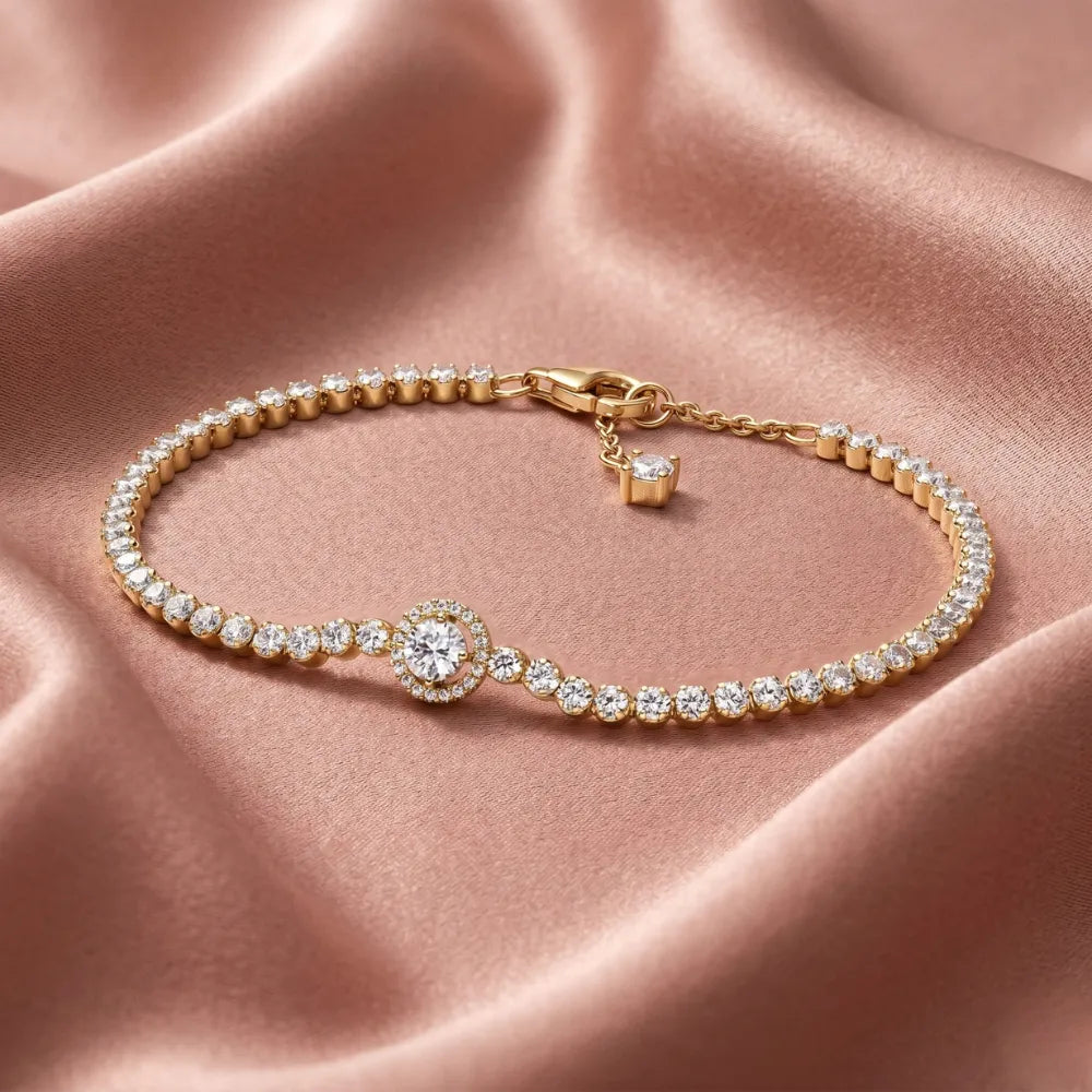 Pandora Timeless Teniska Narukvica Sparkling Halo – 14k Pozlata