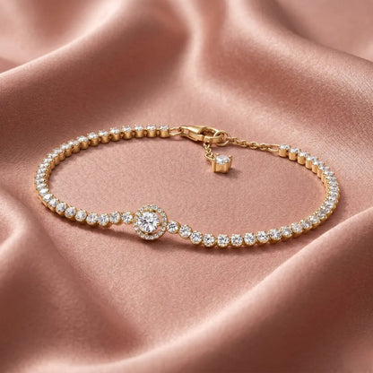 Pandora Timeless Teniska Narukvica Sparkling Halo – 14k Pozlata