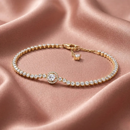 Pandora Timeless Teniska Narukvica Sparkling Halo – 14k Pozlata