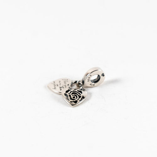 Pre-loved Viseći Privjesak Lokot Srce s Ružom, I Love You More Than Anything, Srebro 925