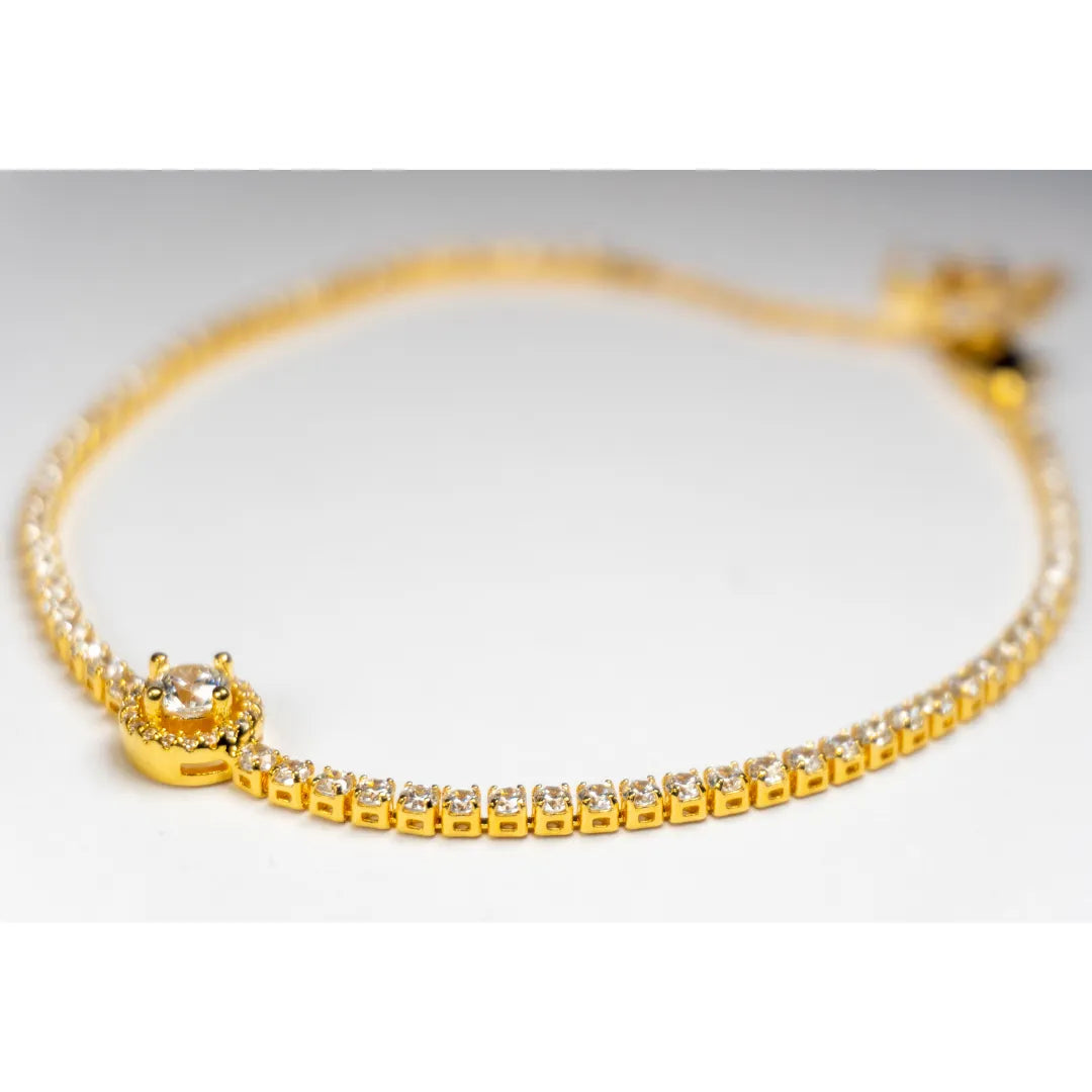 Pandora Timeless Teniska Narukvica Sparkling Halo – 14k Pozlata