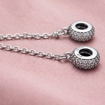 Pre-loved Sigurnosni Lančić Pavé s Cirkonima, Srebro 925