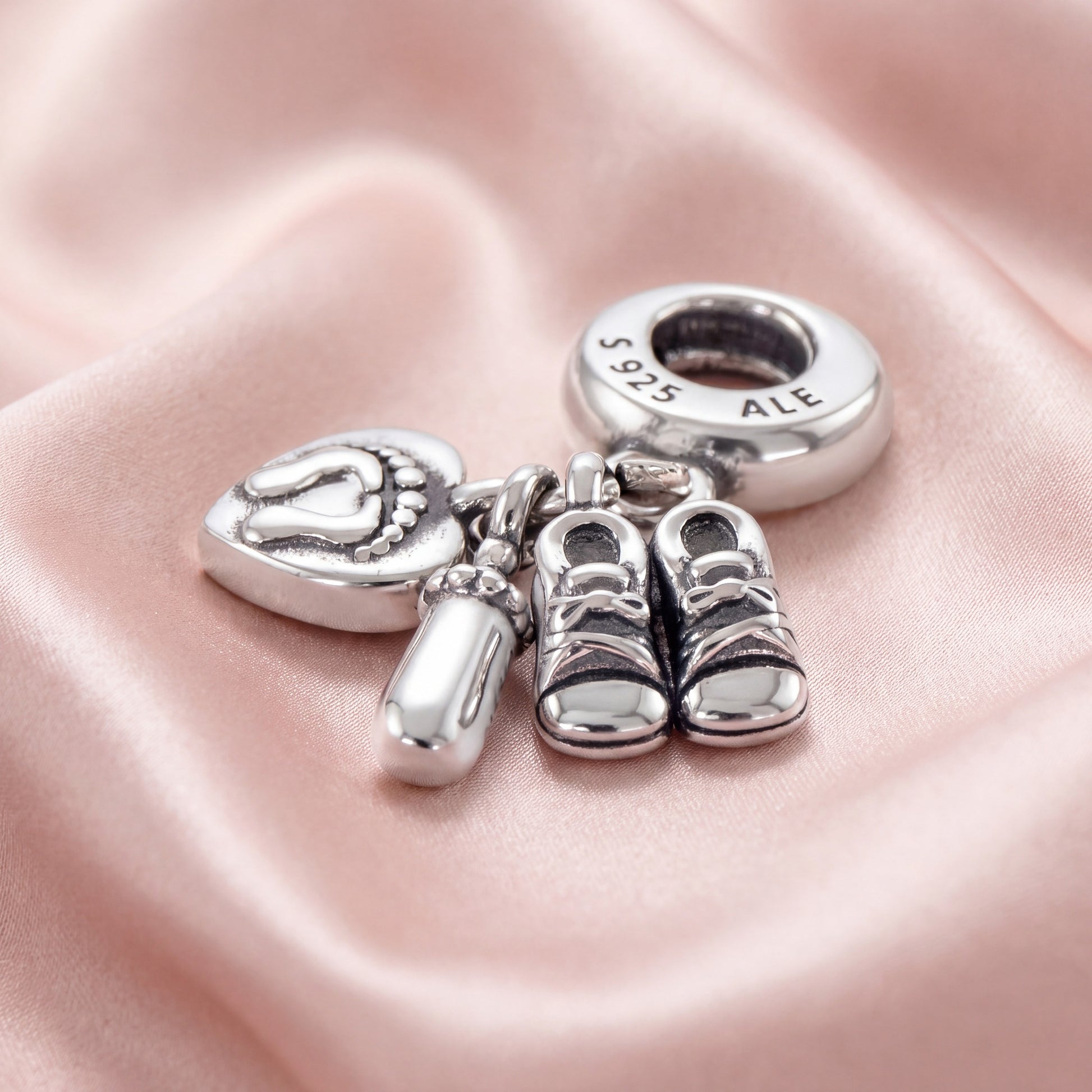 Pre-loved Trostruki Privjesak Simboli za Bebu, Srebro 925