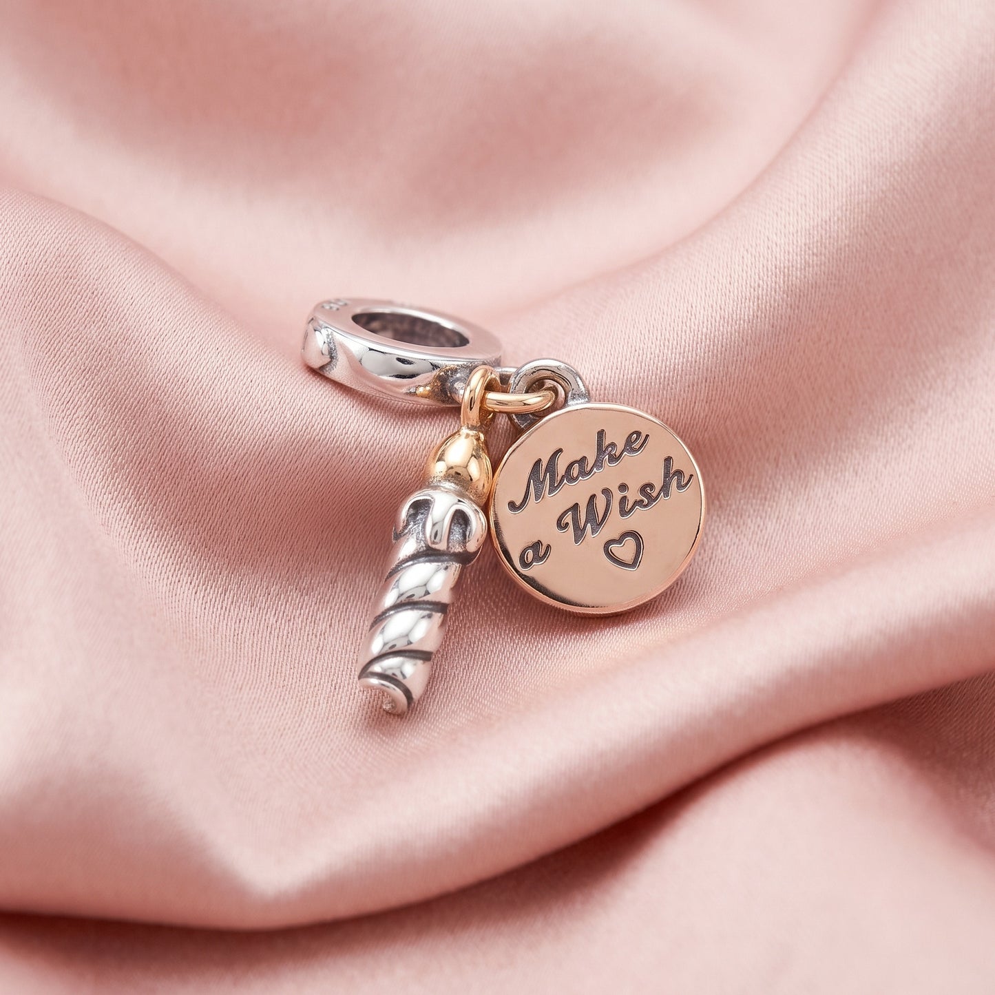 Pre-loved Viseći Privjesak Rođendanska Svijeća, Make a Wish, Srebro 925 i 14k Pozlata