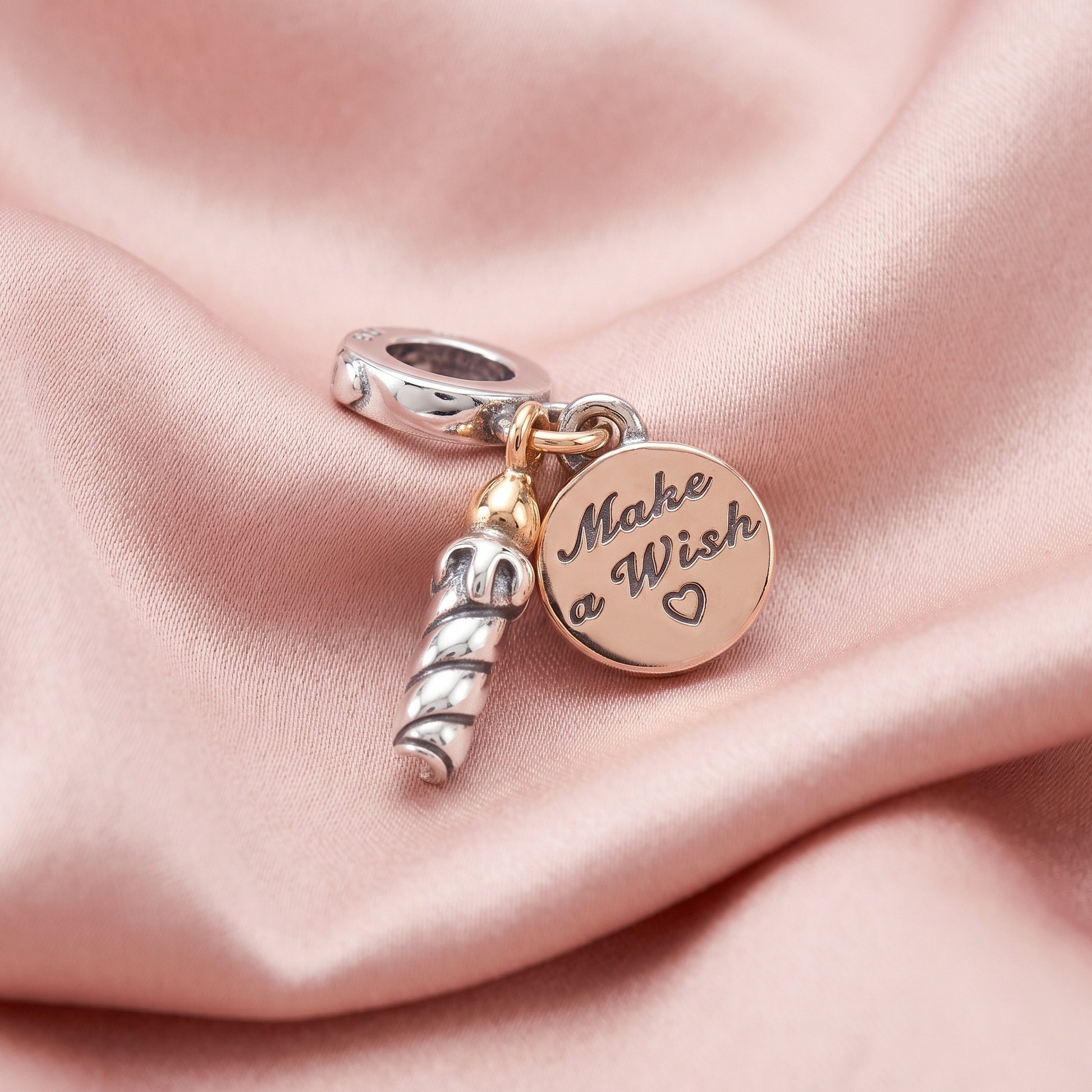 Pre-loved Viseći Privjesak Rođendanska Svijeća, Make a Wish, Srebro 925 i 14k Pozlata