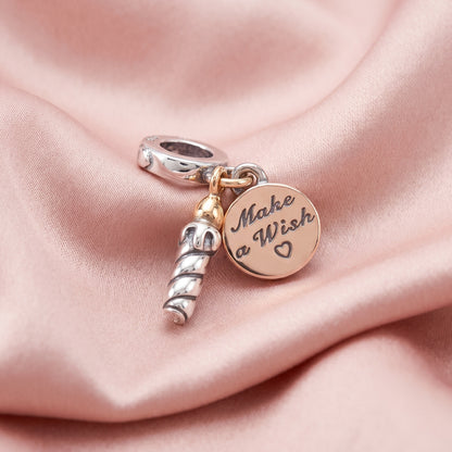 Pre-loved Viseći Privjesak Rođendanska Svijeća, Make a Wish, Srebro 925 i 14k Pozlata