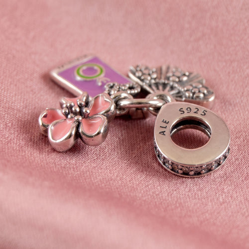 Pre-loved Viseći Privjesak Sakura, Omamori i Lepeza, Srebro 925