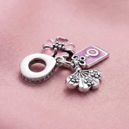 Pre-loved Viseći Privjesak Sakura, Omamori i Lepeza, Srebro 925