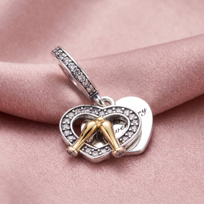Pre-loved Viseći Privjesak Sretna Godišnjica, Srebro 925 i 14k Pozlata