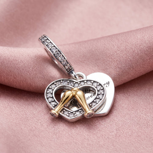 Pre-loved Viseći Privjesak Sretna Godišnjica, Srebro 925 i 14k Pozlata