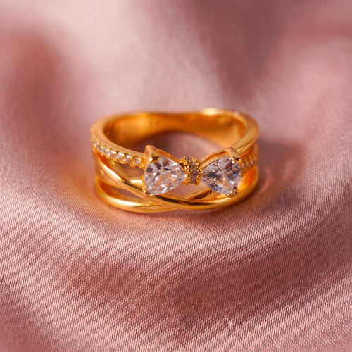 Pre-loved Prsten Blistava Mašna, Prekrižene Trake, 14k Pozlata