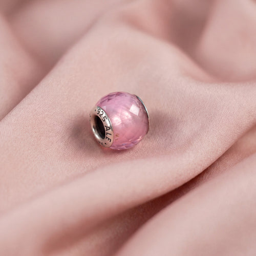 Pre-loved Privjesak Geometrijske Plohe, Opalescentni Ružičasti Kristal, Srebro 925