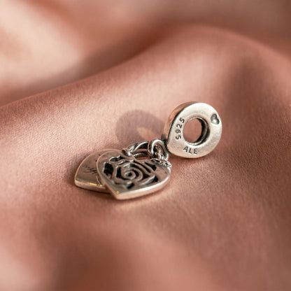 Pandora Viseći Privjesak Lokot Srce s Ružom – I Love You More Than Anything – Srebro 925