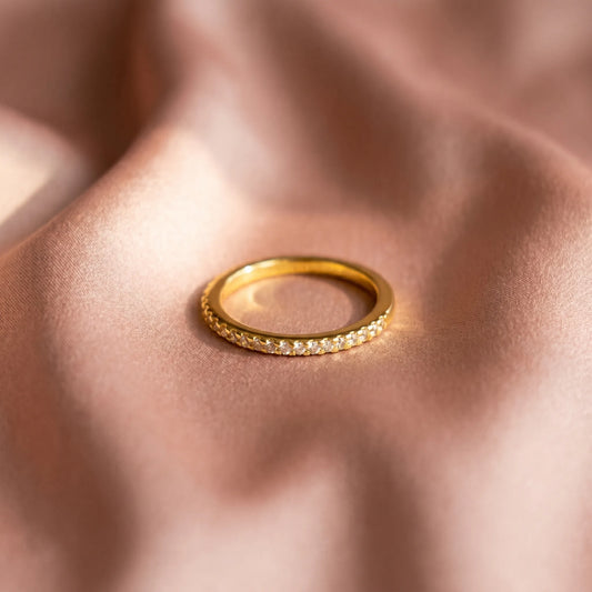 Pandora Prsten Zlatni Svjetlucavi Band – 14k Pozlata