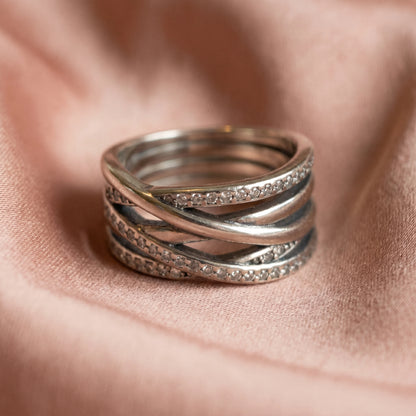 Pandora Prsten Sparkling & Polished Lines – Srebro 925