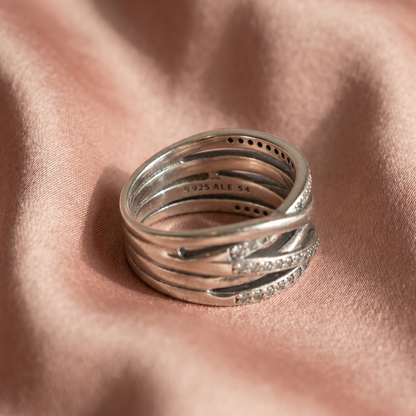 Pandora Prsten Sparkling & Polished Lines – Srebro 925