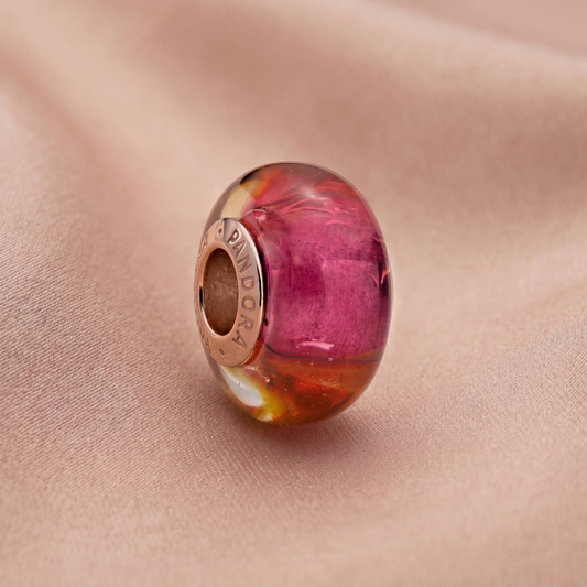 Pandora Privjesak Murano Staklo Svjetlucavi Zalazak Sunca – 14k Rose Pozlata