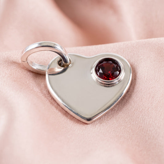 Pre-loved Privjesak Srce s Crvenim Kamenom, Srebro 925