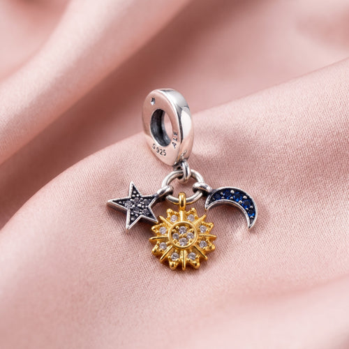Pre-loved Viseći Privjesak Simboli Neba, Srebro 925 i 14k Pozlata